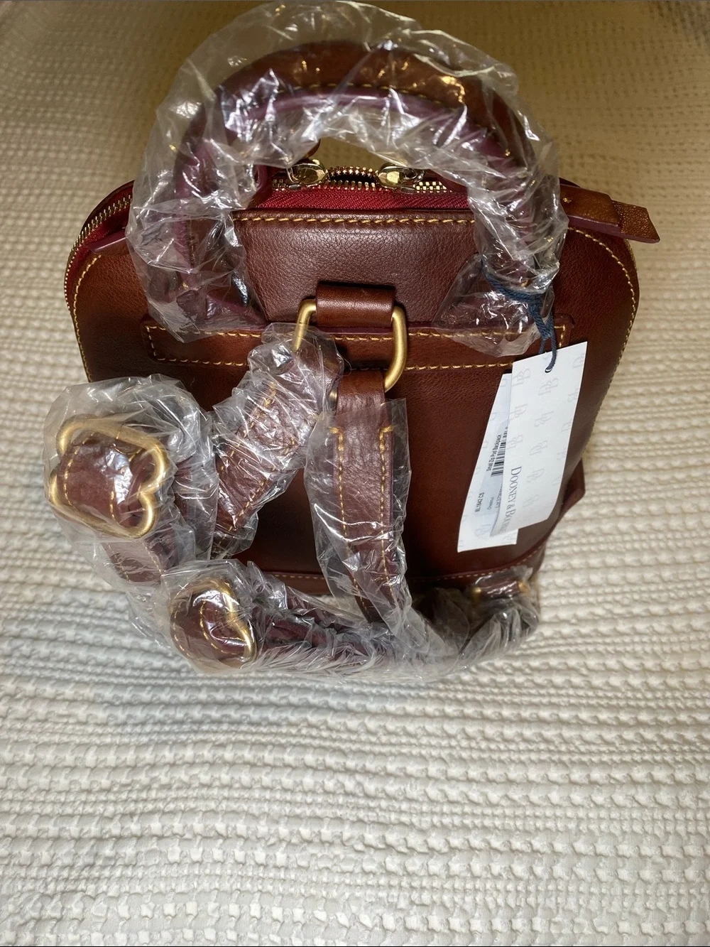 NWT Dooney & Bourke Chestnut Brown Leather small Zip Pod Backpack 🐻 - Picture 2 of 14